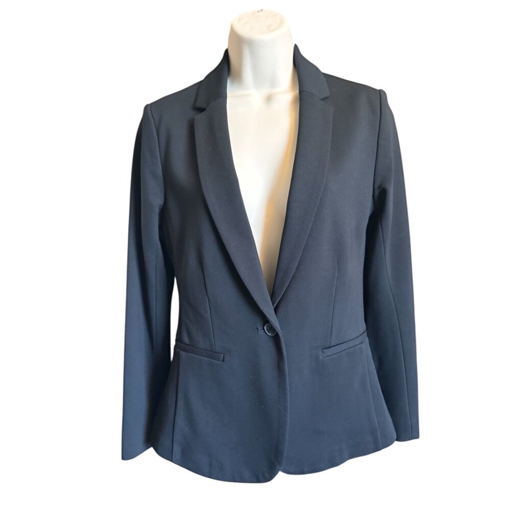 Old Navy Womens Classic Black Blazer XS Polka Dot Lining Preppy Academia Career